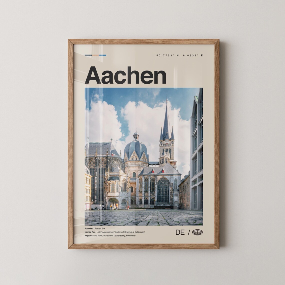 Aachen Germany Cathedral Vintage Travel Photography Style Poster