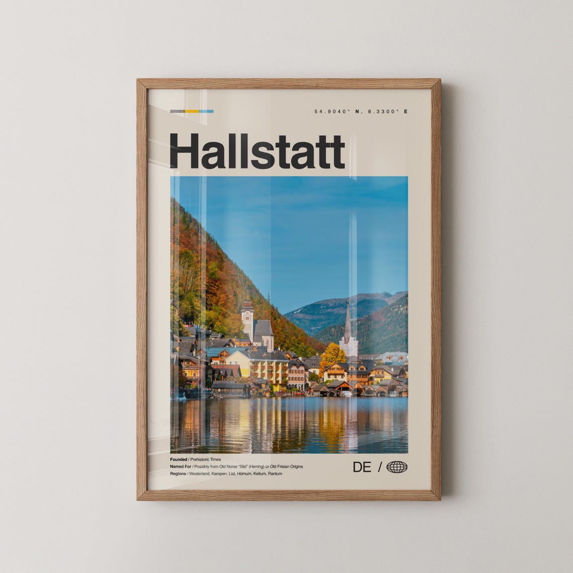 Hallstatt Alpine Lakeside Village Minimal Photo Travel Poster