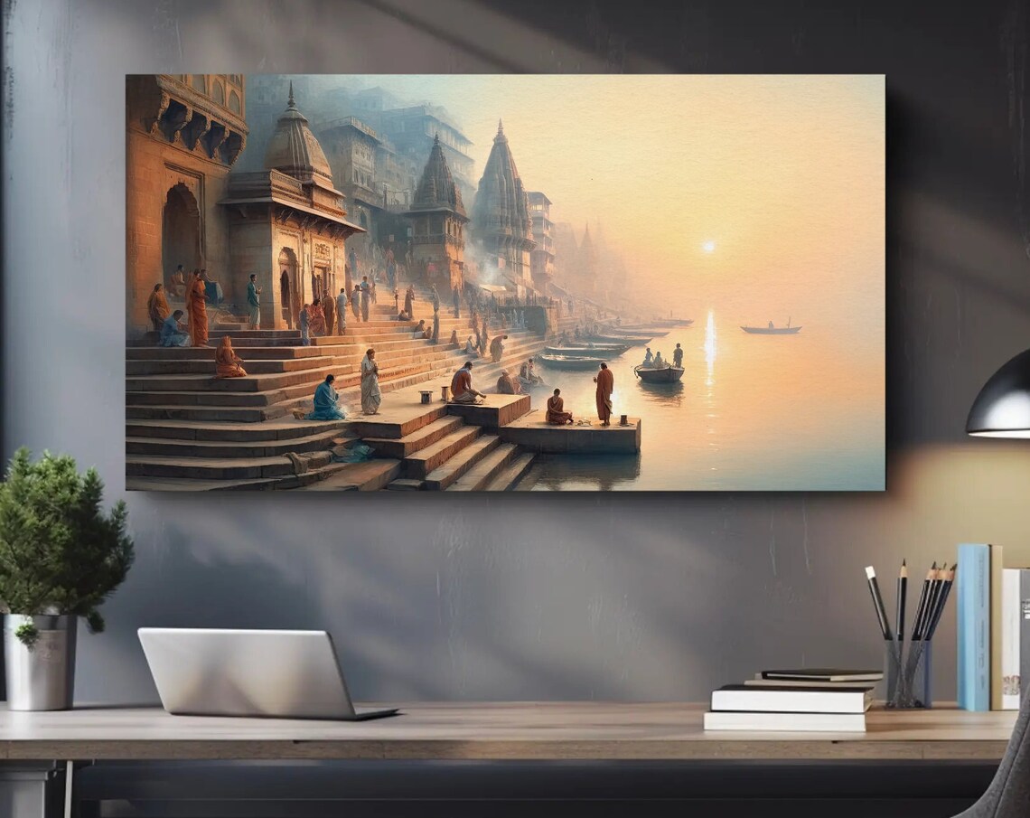 Banaras Art Print, Indian Cultural Spiritual Decor