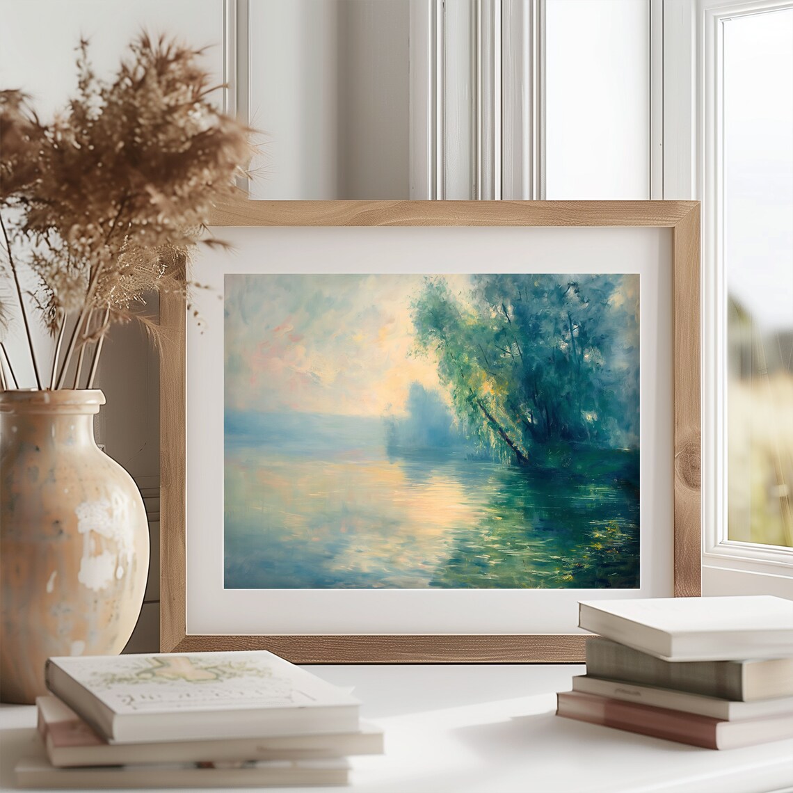 Seine Near Giverny Sunset Willows Golden Calm River Water Poster - Image 2