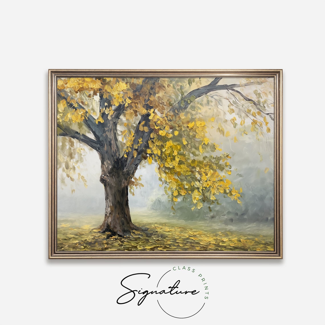 Majestic Golden Chestnut In Misty Park Falling Leaves Poster - Image 4