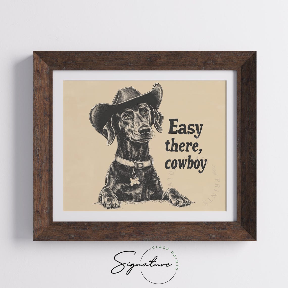 Easy There Cowboy Quote Black Dog In Cowboy Hat Vintage Western Poster - Image 5
