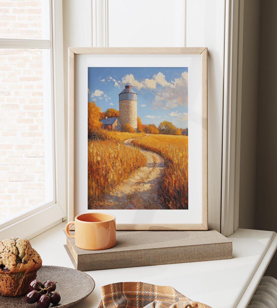 Stone Silo Farmhouse Golden Wheat Field Winding Dirt Road Poster - Image 6