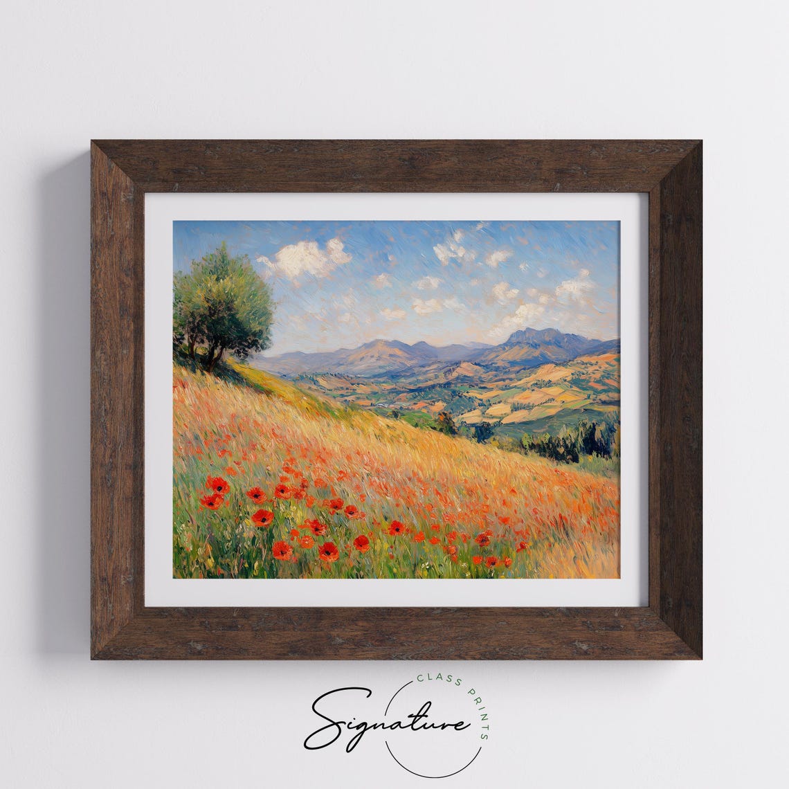 Red Poppies Blooming on a Hillside Above Rolling Summer Valley Poster - Image 5