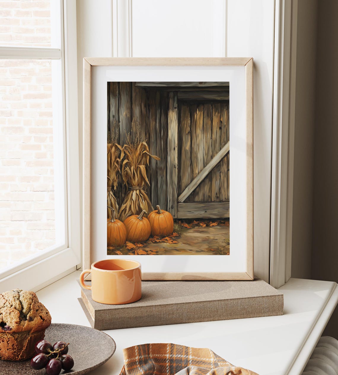 Pumpkins Corn Stalks Rustic Barn Wooden Door Fall Harvest Poster - Image 6