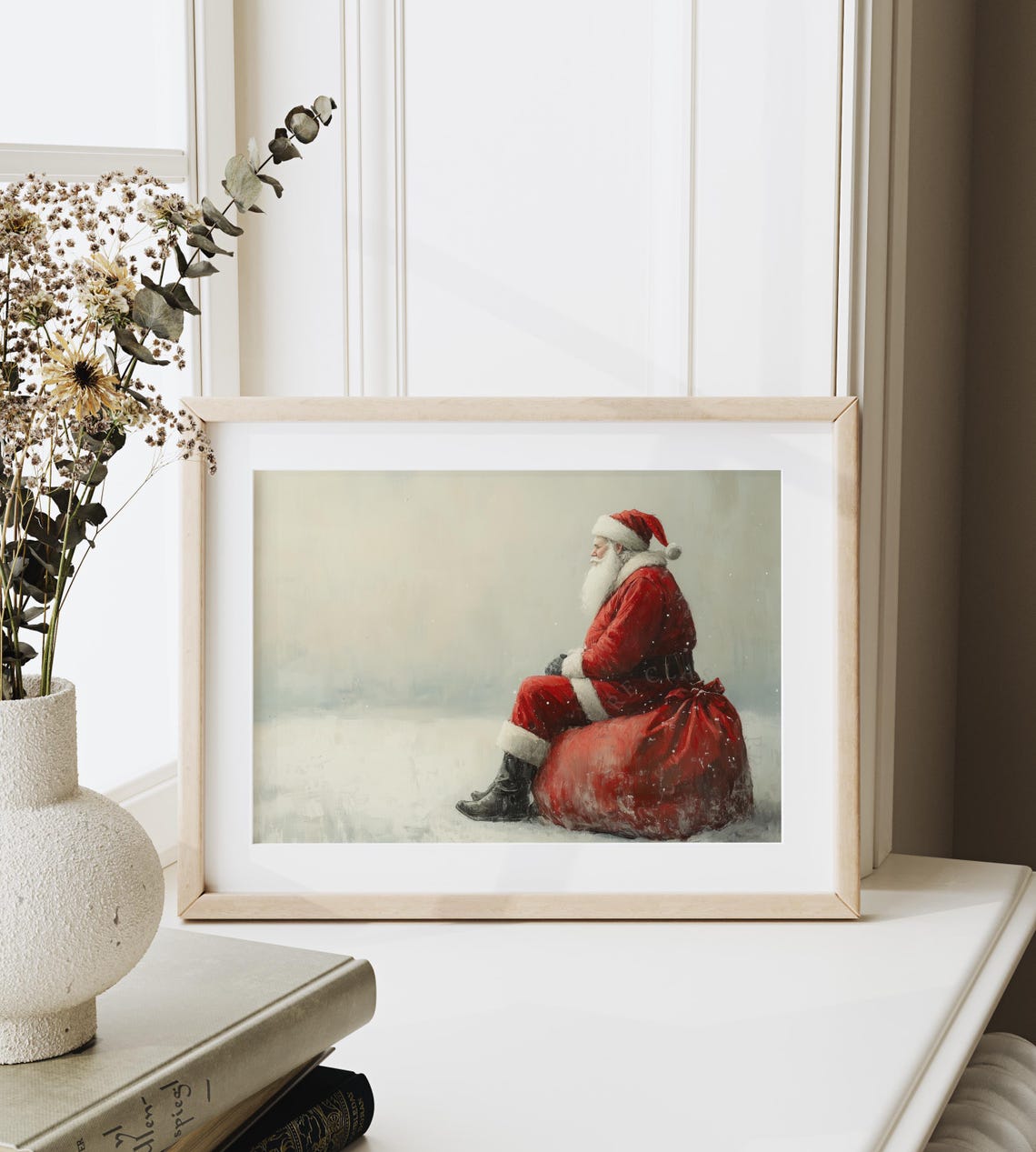 Santa Claus Resting on Red Gift Sack in Snow Winter Holiday Poster - Image 6