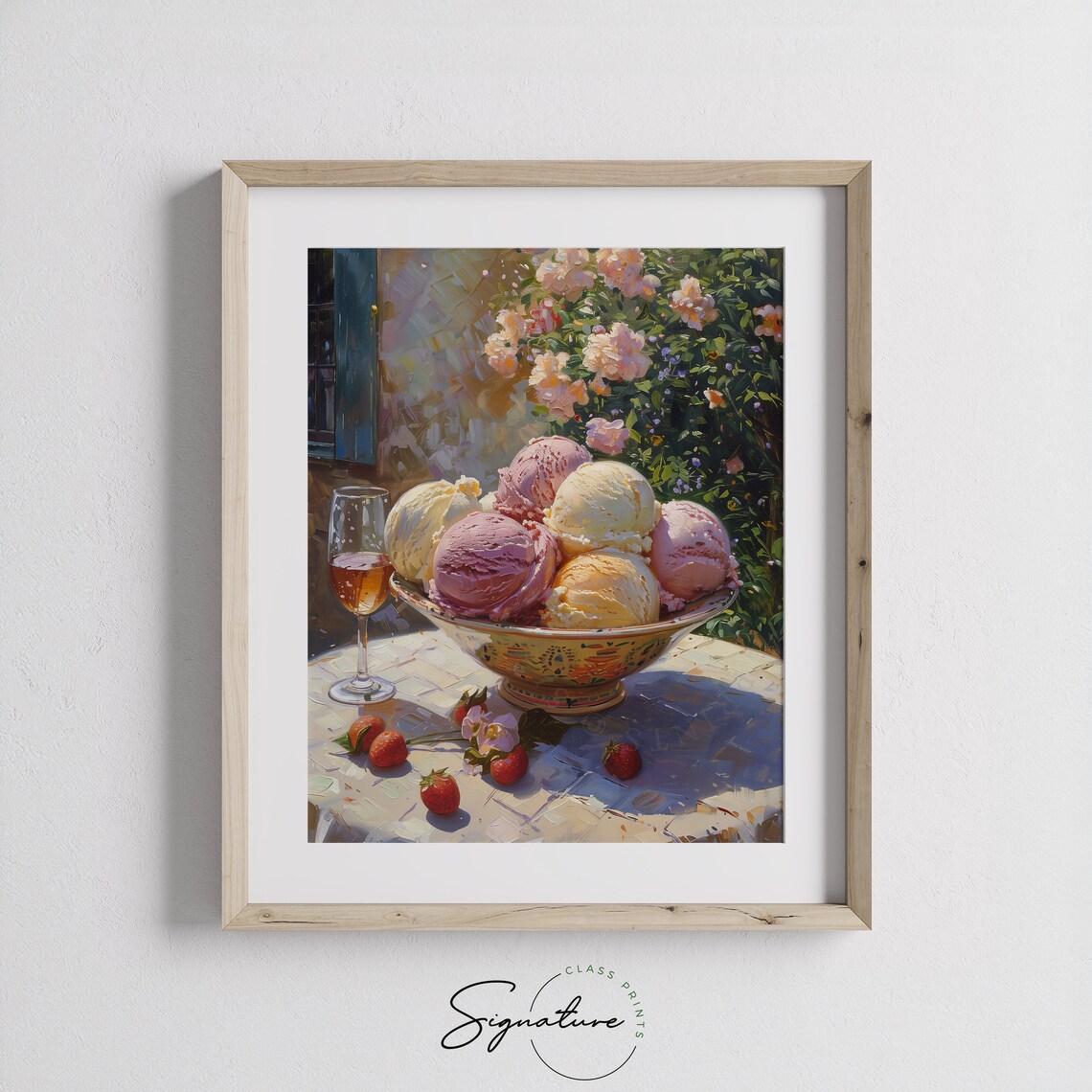 Gelato Bowl Summer Garden Table Scoops Strawberries Sweet Dessert Poster - Image 3