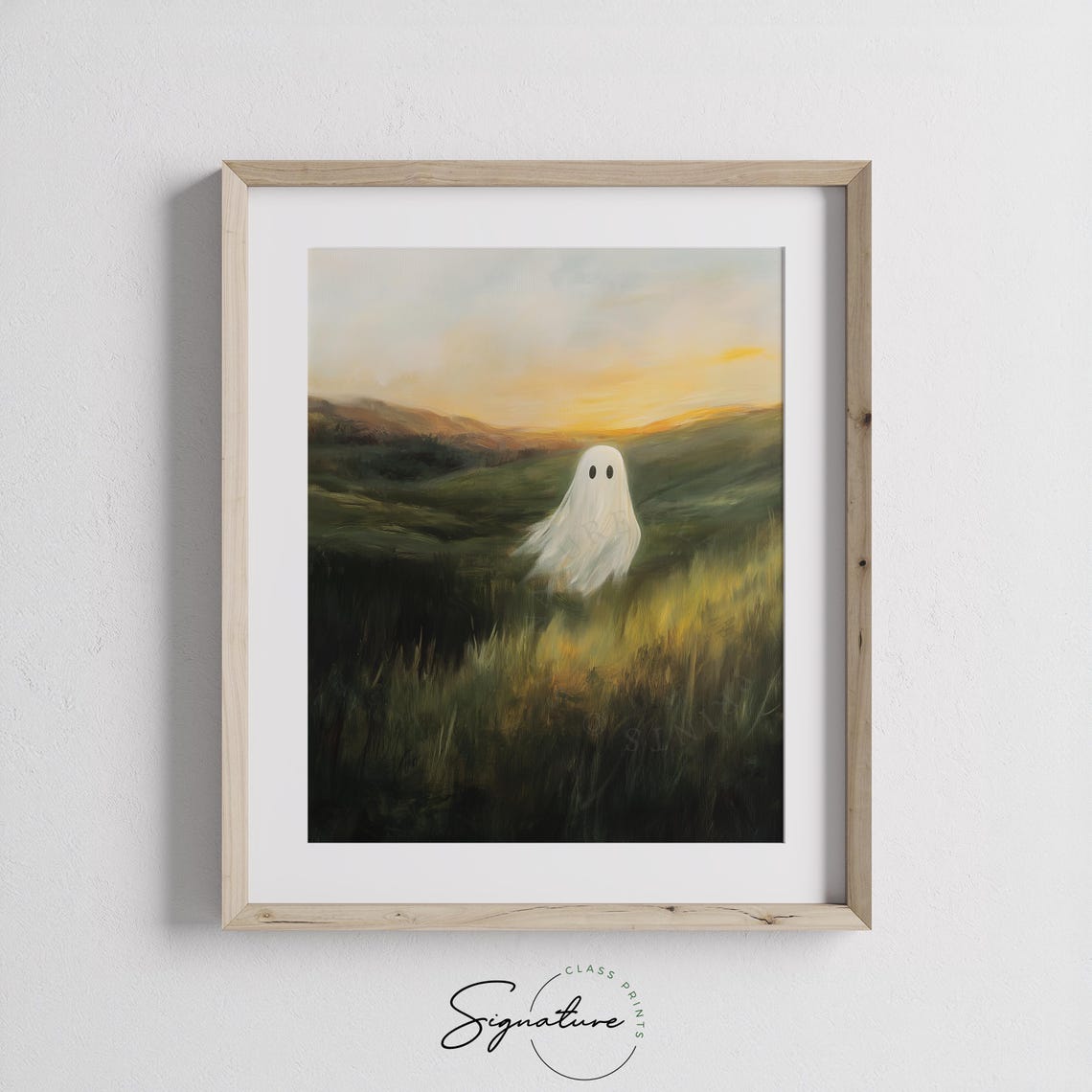 Floating Ghost Rolling Hills Golden Sunset Pastoral Art Poster - Image 3