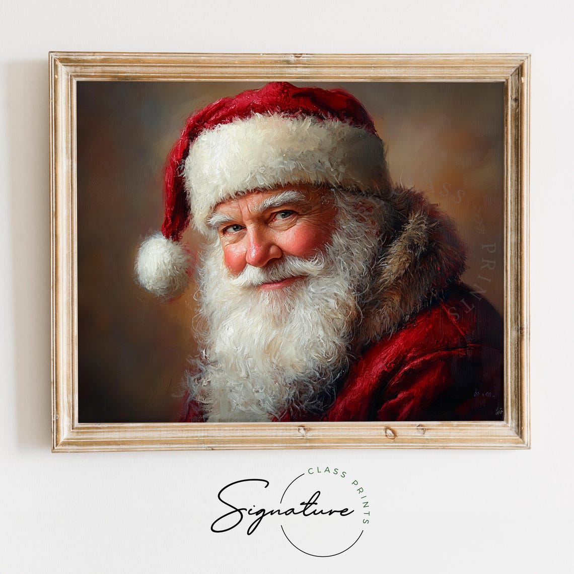 Smiling Santa Claus Close Up Portrait In Warm Golden Light Poster