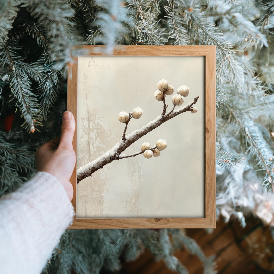 Frosty Birch Branch With Snowy Buds Minimalist Winter Poster - Image 6