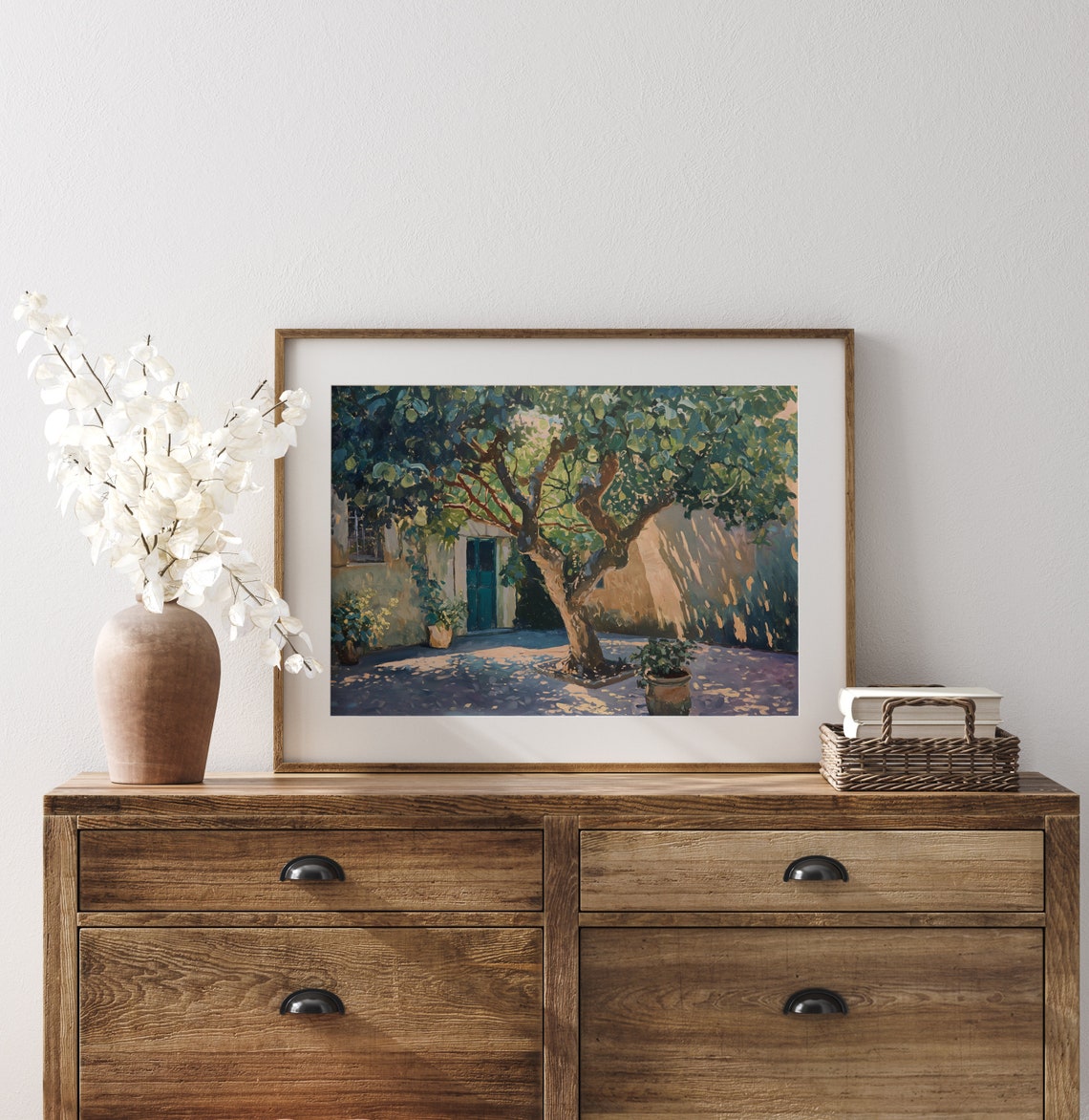 Broad Fig Tree In Sunlit Mediterranean Courtyard Shade Poster - Image 3
