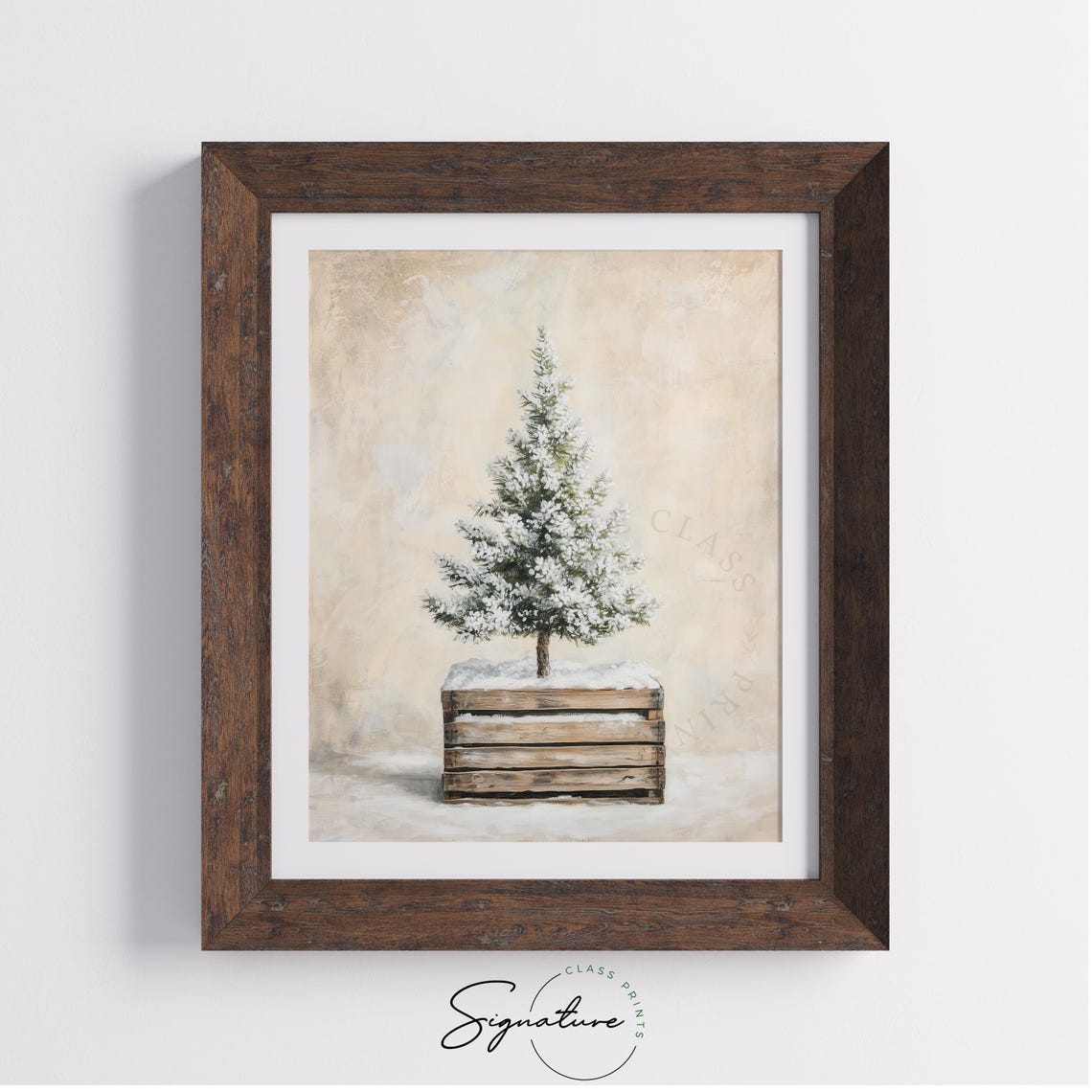 Snow Dusted Mini Christmas Tree In A Rustic Wooden Crate Poster - Image 4
