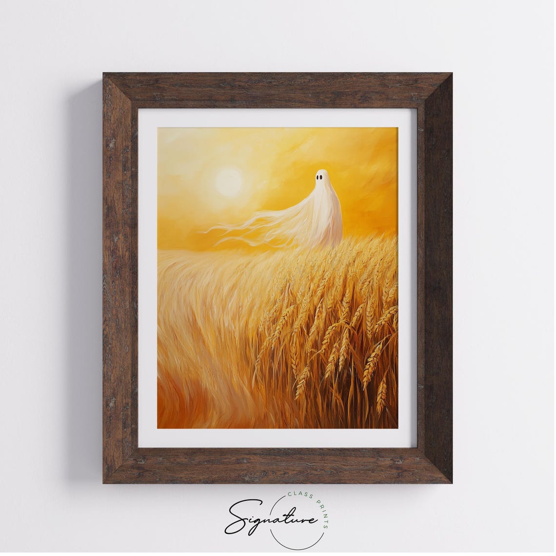 Glowing Ghost Wheat Field Golden Sunset Harvest Twilight Poster - Image 4
