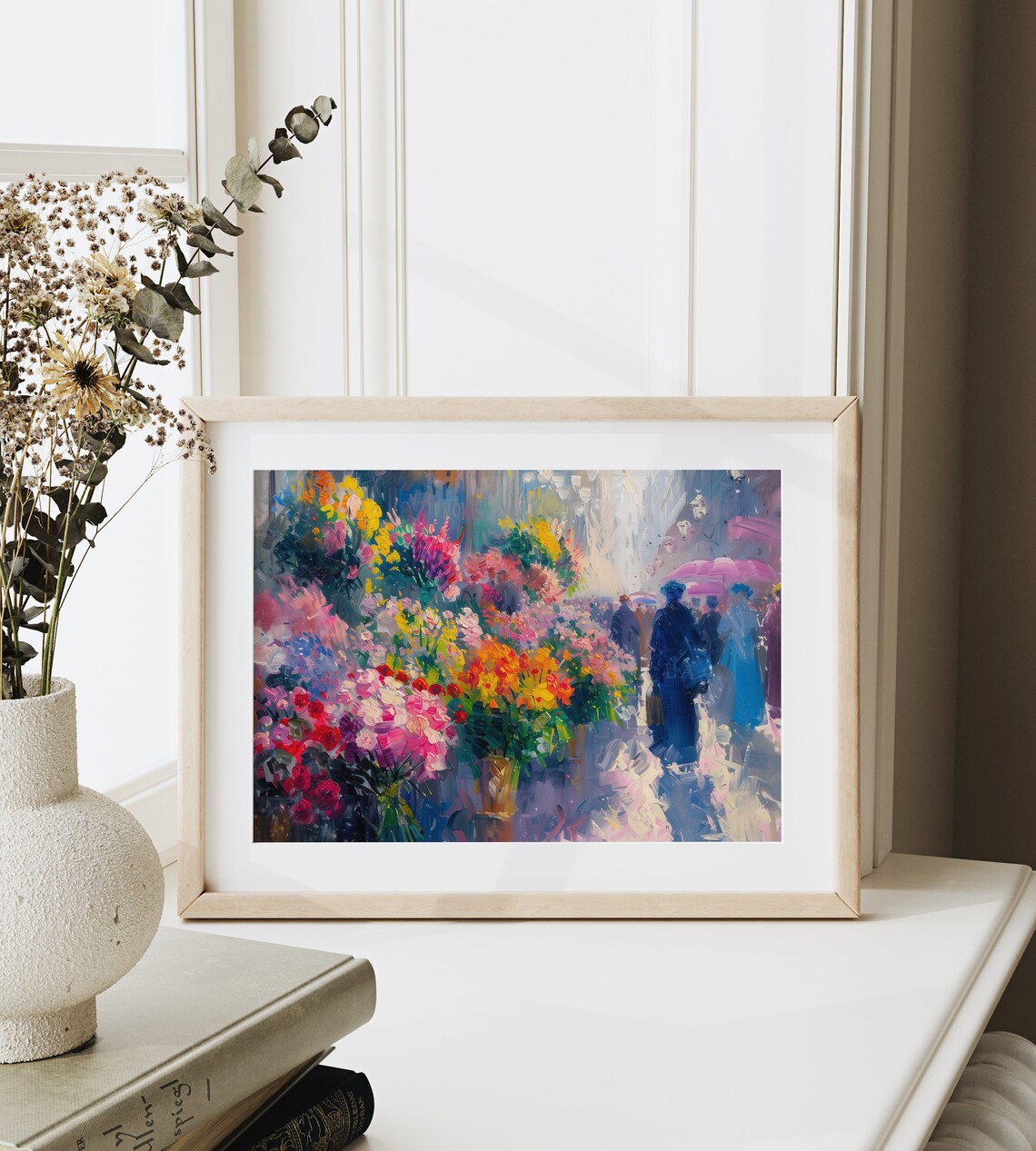 Colorful Flower Market Street Impressionist Oil Painting Poster - Image 6
