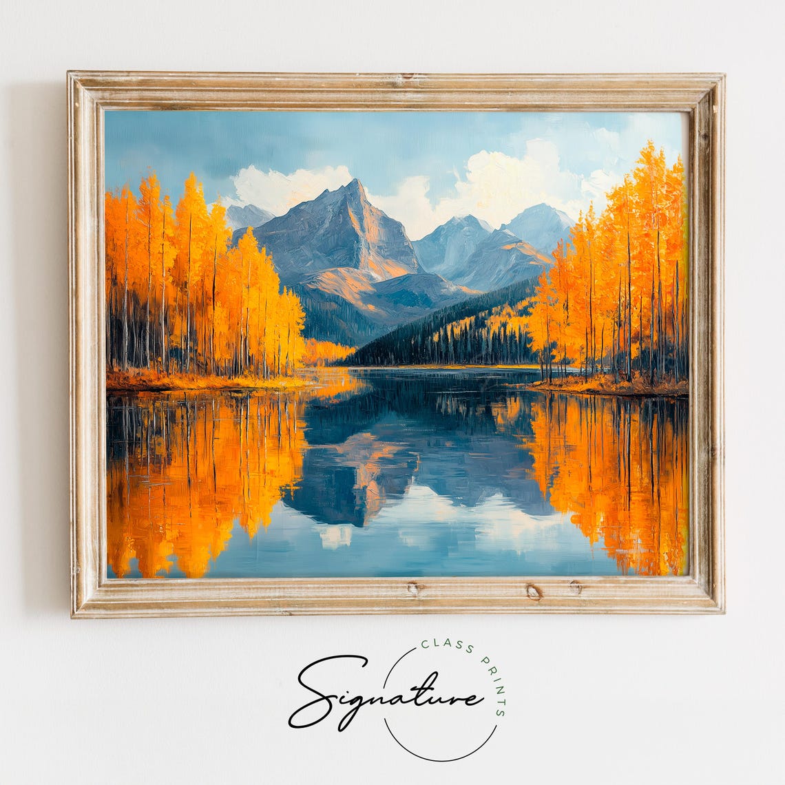 Autumn Mountain Lake Golden Aspens Reflection Fall Landscape Wall Art