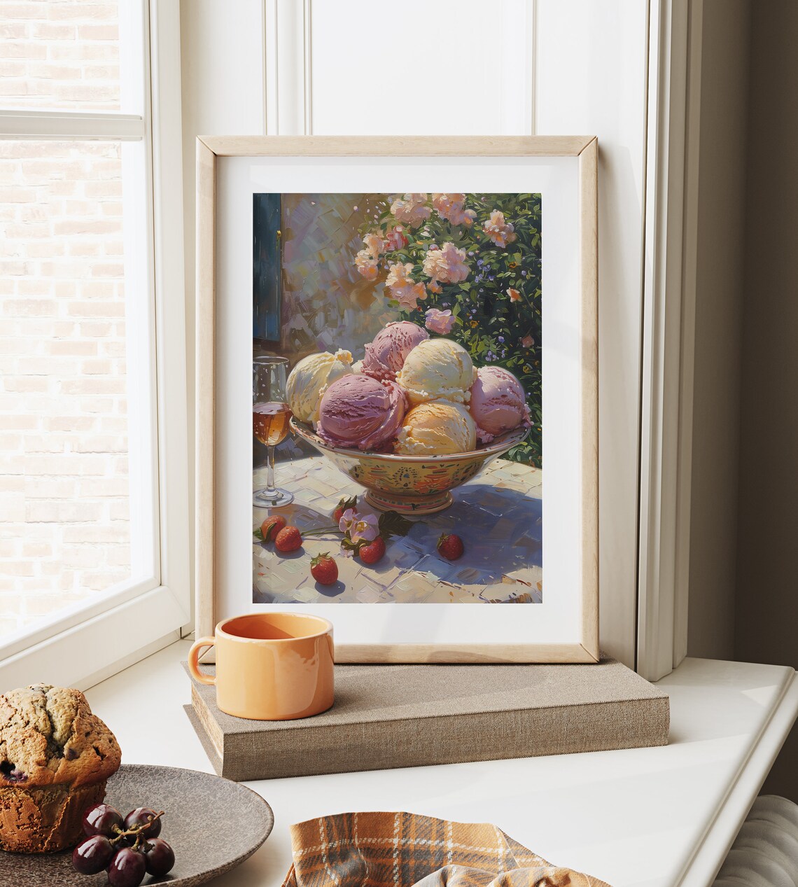 Gelato Bowl Summer Garden Table Scoops Strawberries Sweet Dessert Poster - Image 6