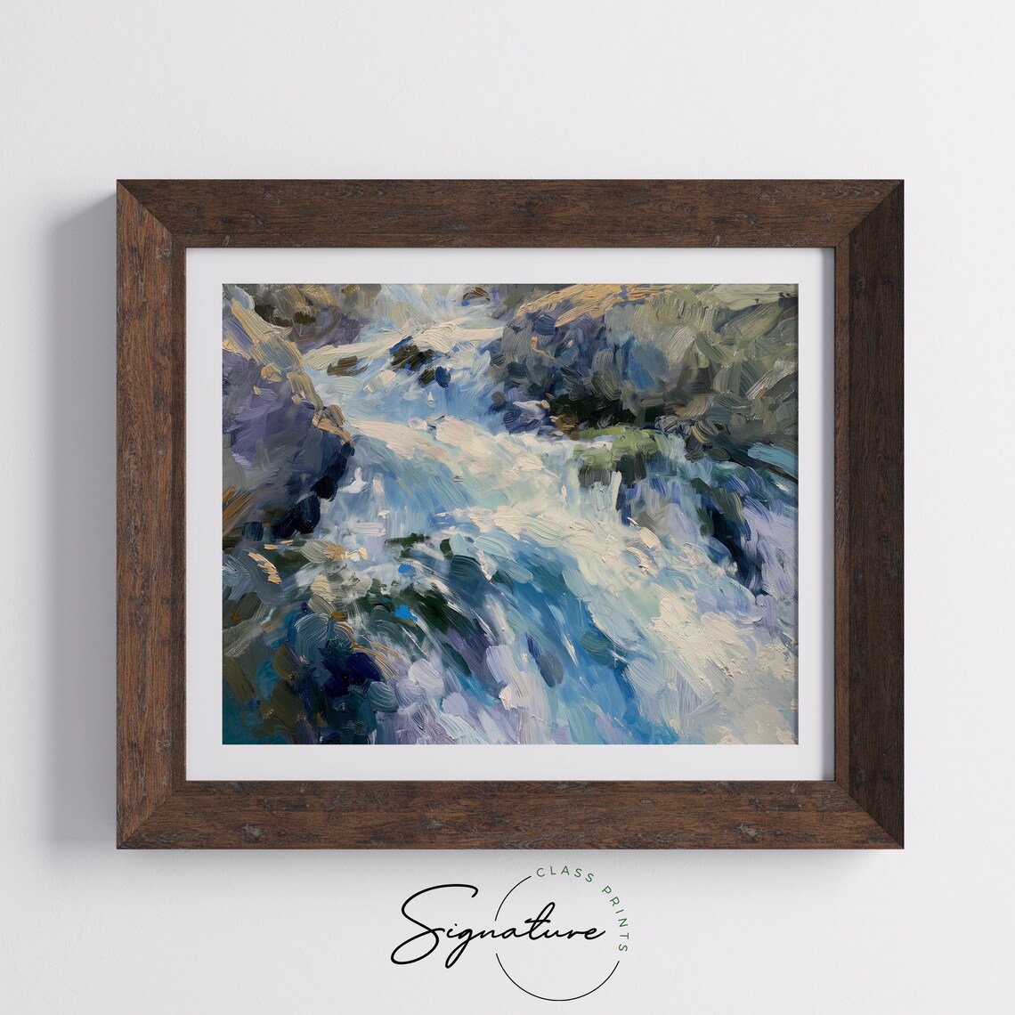 Cascading Mountain Waterfall Painting Dynamic Water Flow Art Nature Landscape Art Tranquil And Serene Wall Decor 828 - Image 5
