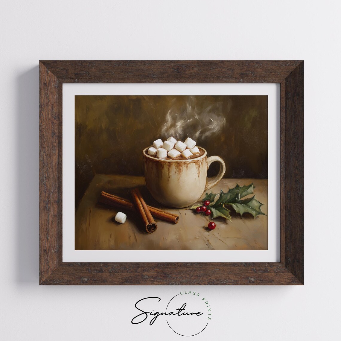 Farmhouse Hot Cocoa Mug With Holly, Christmas Art Print - Image 5