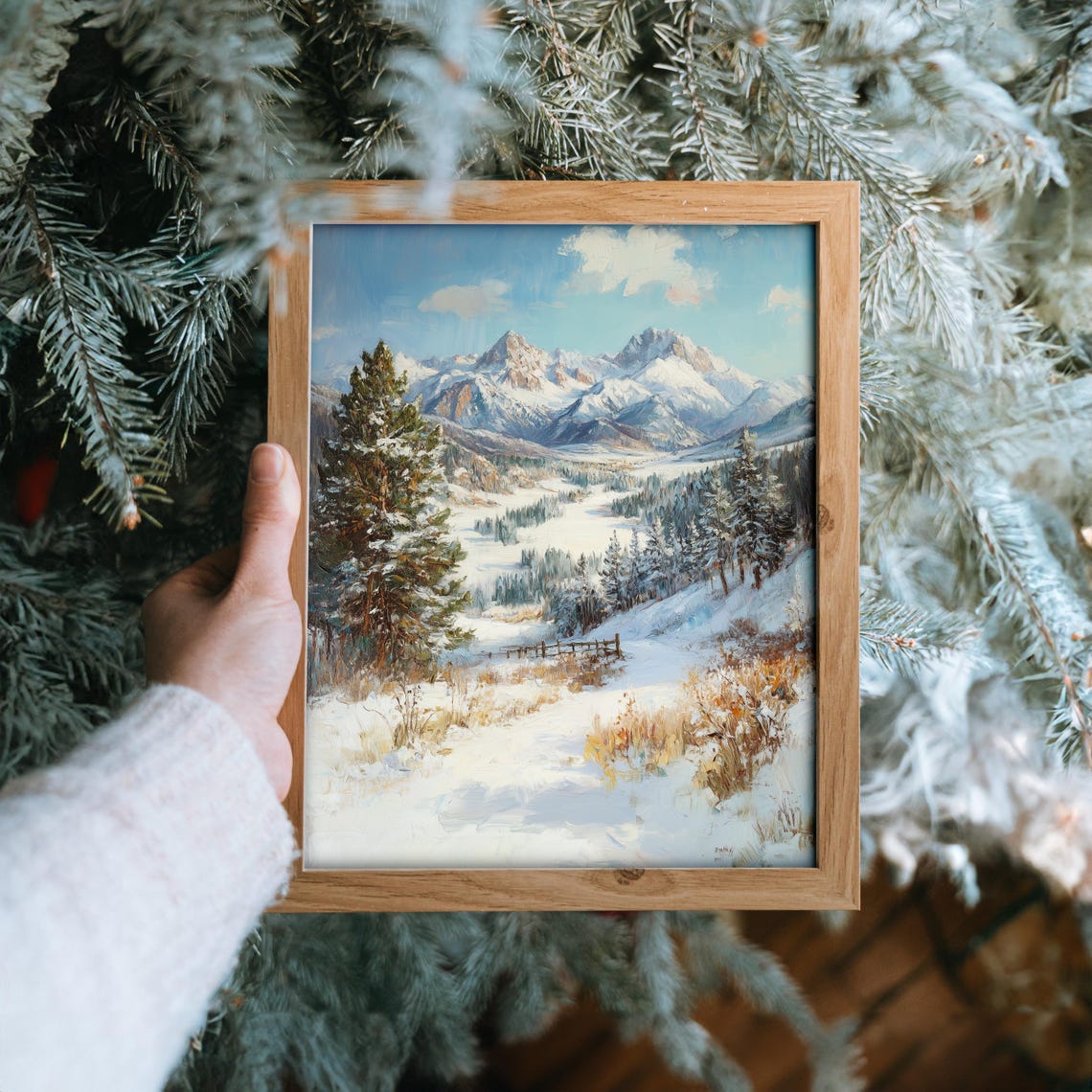 Majestic Snow Capped Peaks Alpine Valley Winter Landscape Poster - Image 6