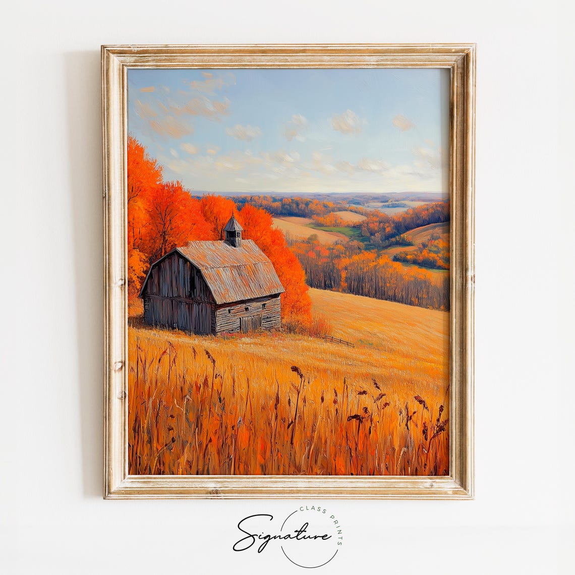 Weathered Gray Barn On Golden Hill Overlooking Autumn Valley Poster