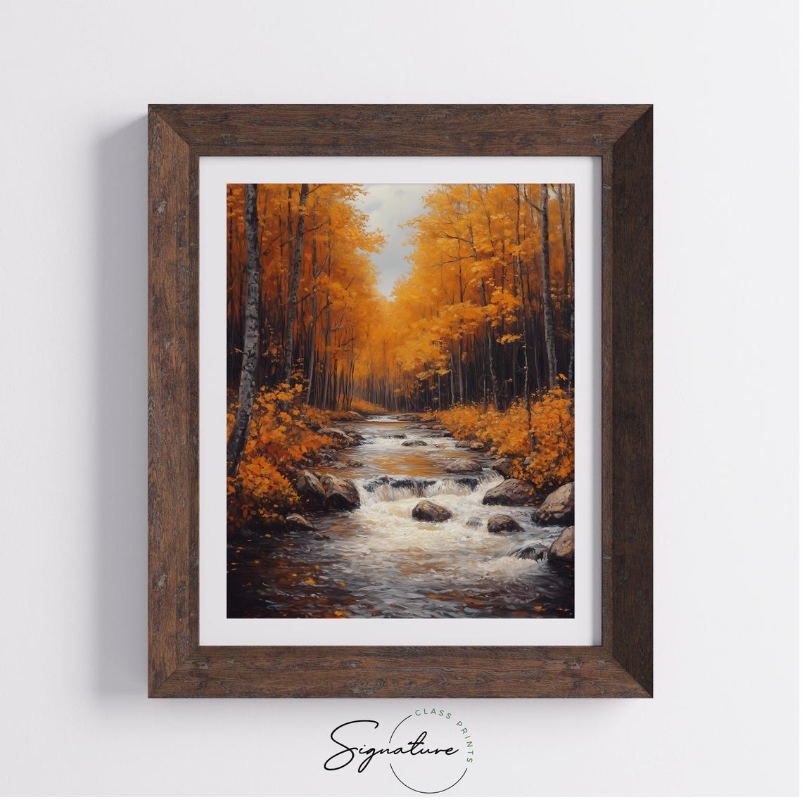 Rocky Forest Stream Flowing Through Fiery Orange Autumn Woods Poster - Image 4