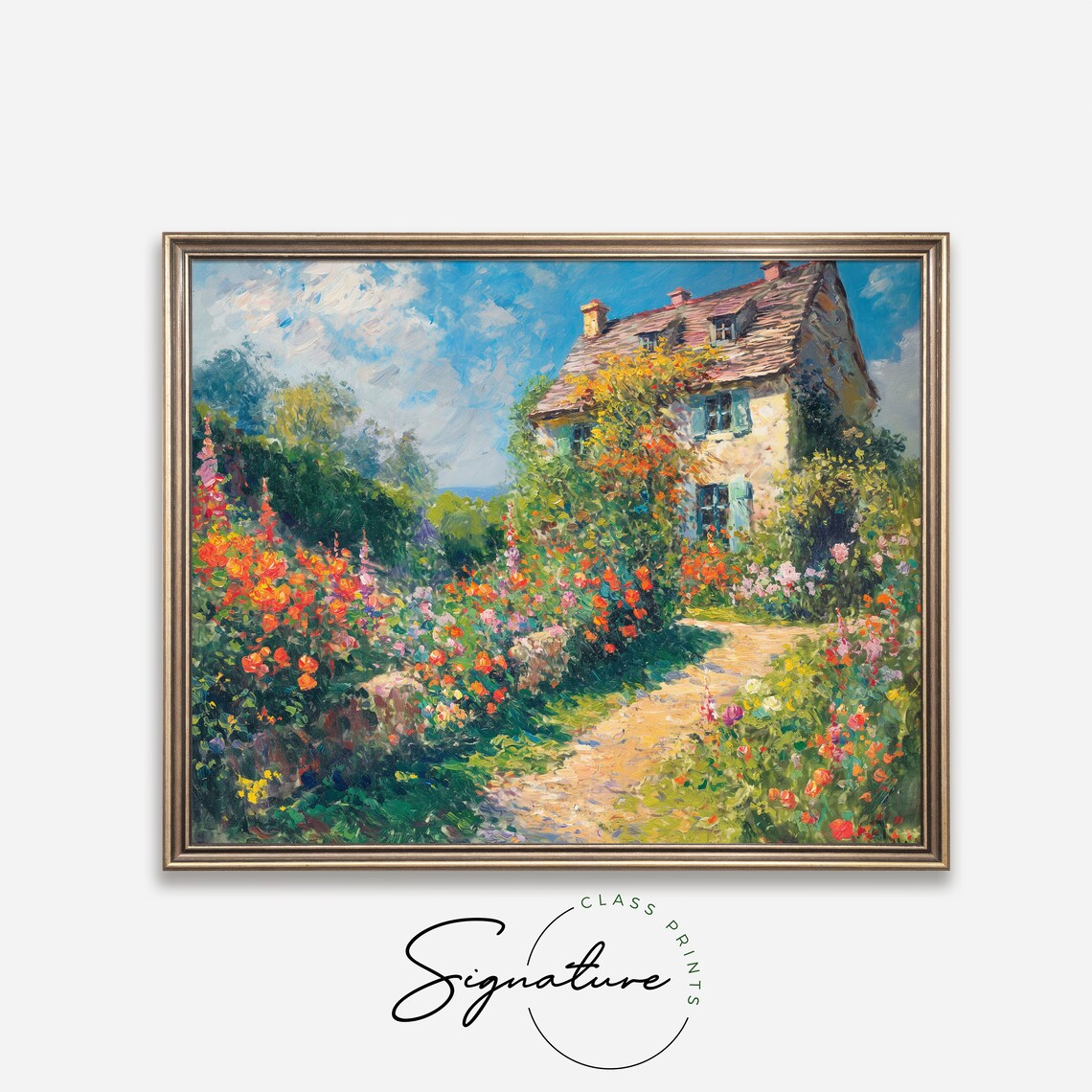 Artists Garden Cottage Blooming Flower Path Vintage Oil Poster - Image 4