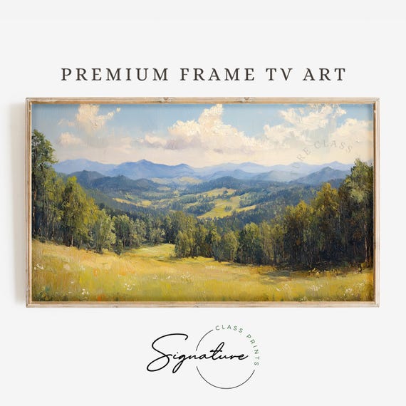 Green Mountain Landscape Tv Art Forest Valley Frame Tv Art Rustic Nature Scene Wall Decor 3506