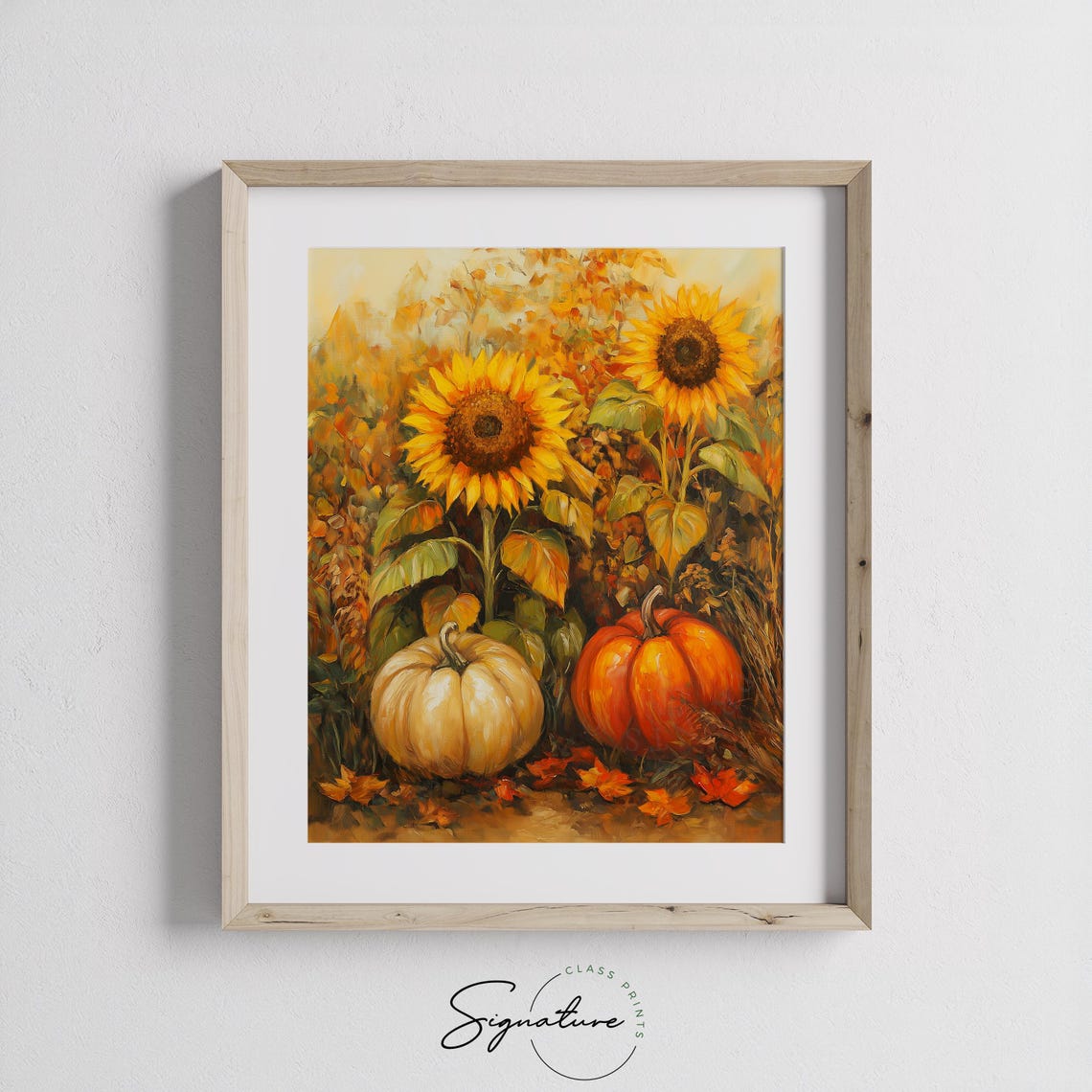 Bright Sunflowers and Pumpkins in a Golden Autumn Garden Poster - Image 3