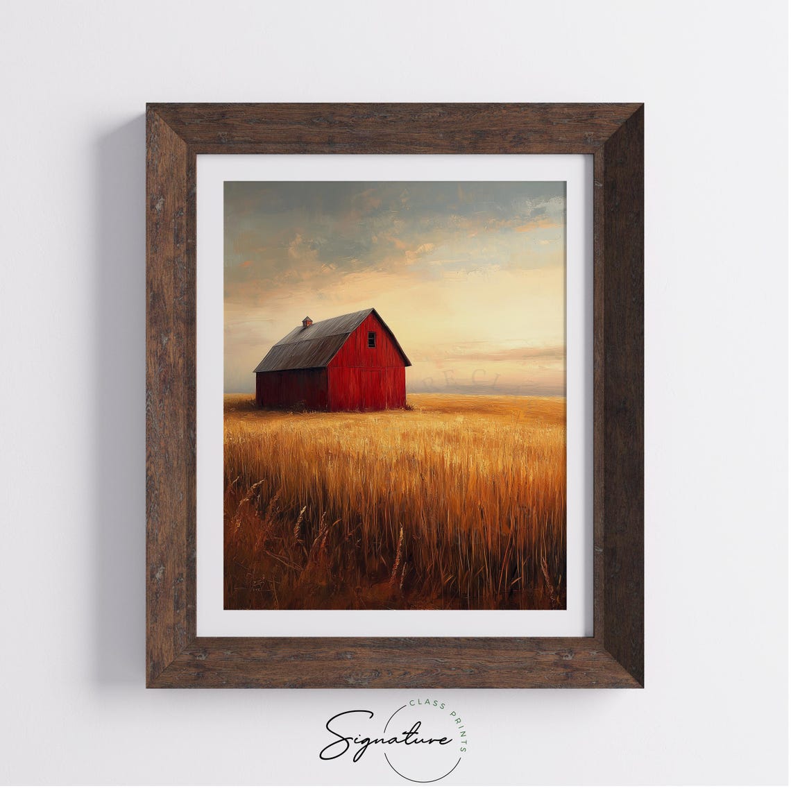 Red Barn Sunset Wheat Field Pastel Sky Evening Farm Art Poster - Image 4
