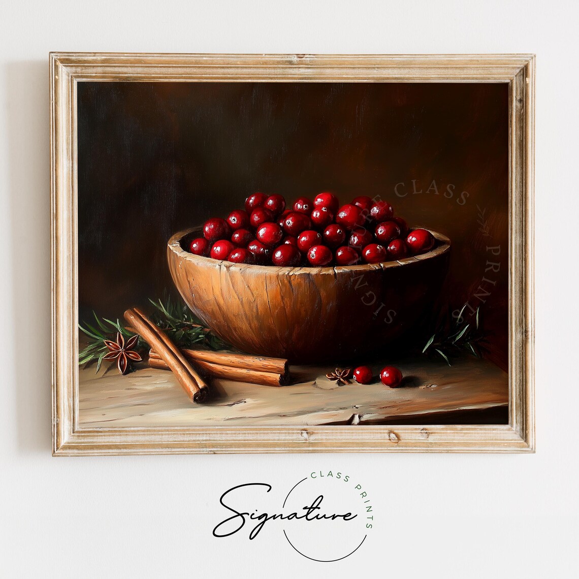 Rustic Bowl Of Cranberries And Cinnamon Art Print