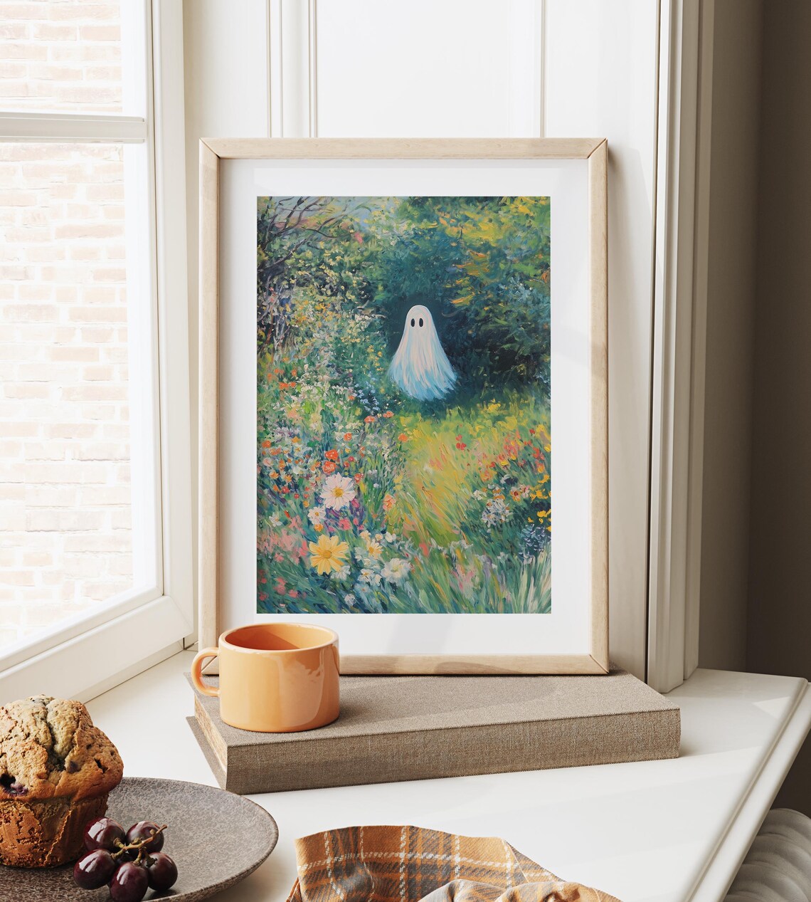 Friendly Ghost in a Lush Secret Garden of Wildflowers Art Poster - Image 6