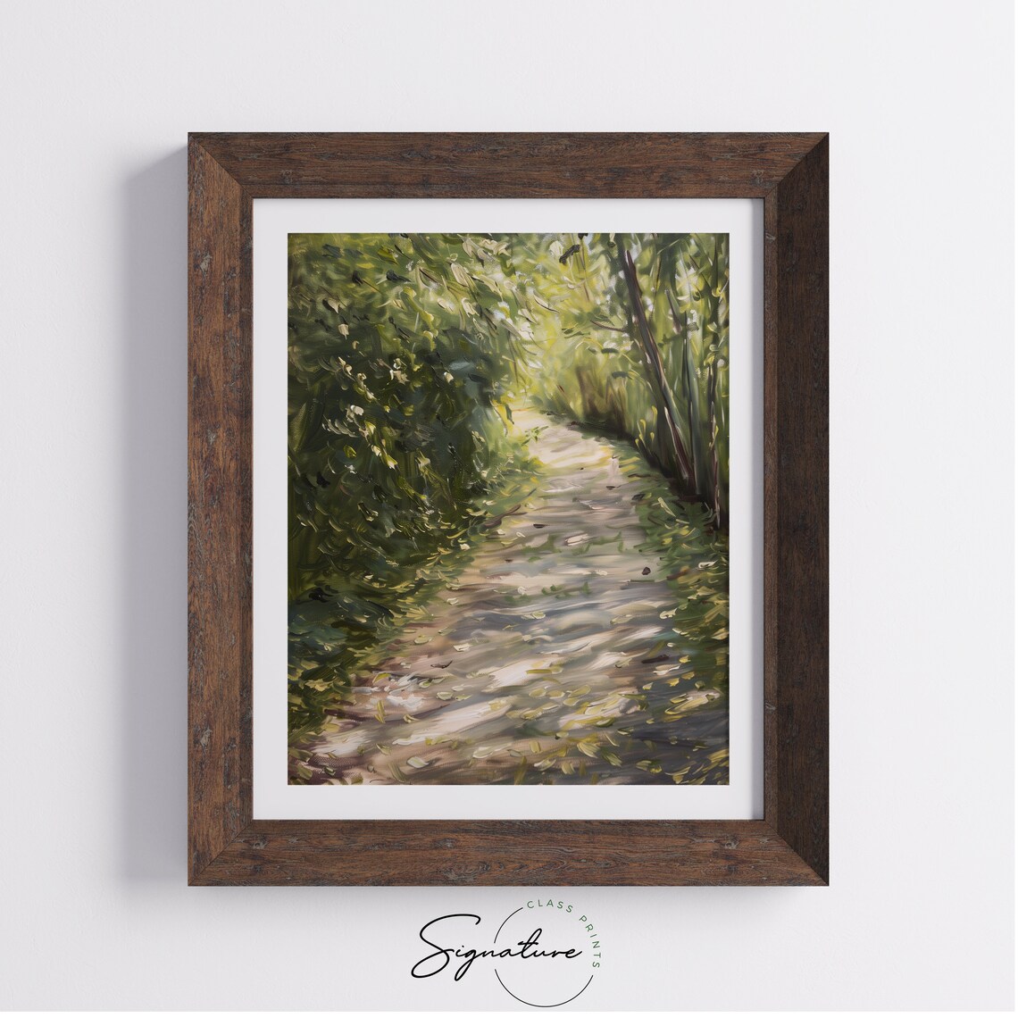 Sunlit Forest Footpath Summer Leaves Green Woods Walk Nature Oil Poster - Image 4