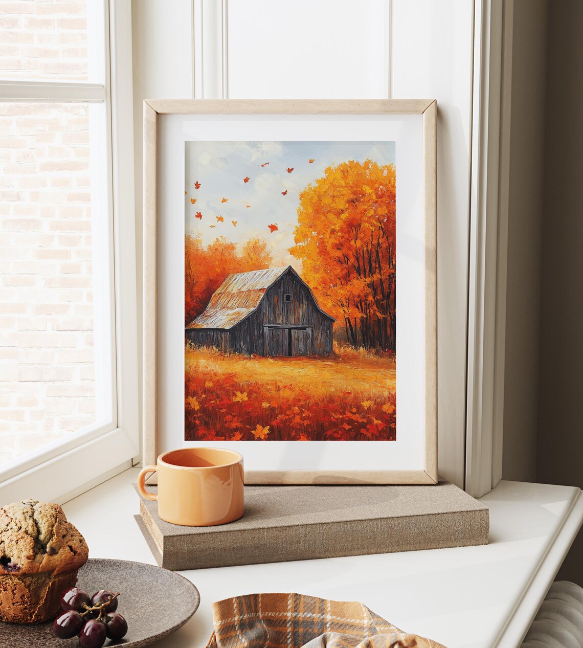 Weathered Wooden Barn Amid Falling Leaves And Blazing Autumn Trees Poster - Image 6