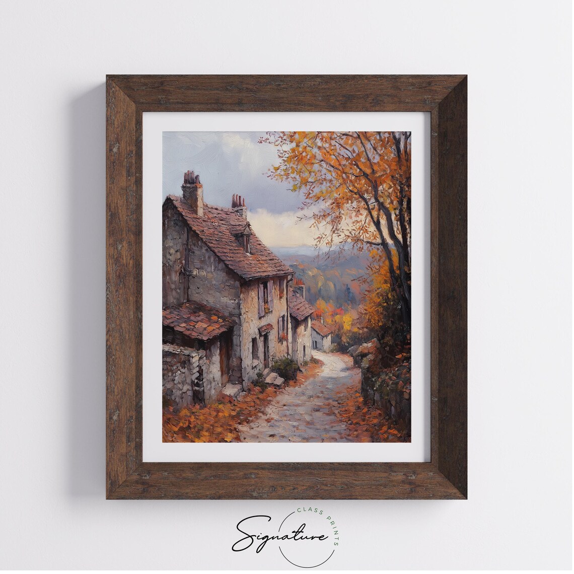 Autumn Village Street Stone Houses Red Roofs Fall Country Lane Poster - Image 4