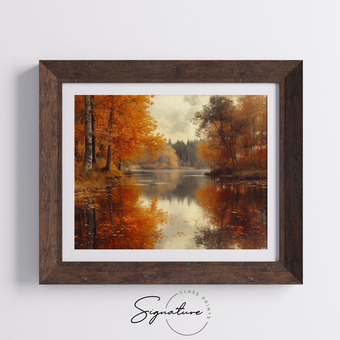 Burning Orange Trees Reflected in a Still Autumn River Poster - Image 5