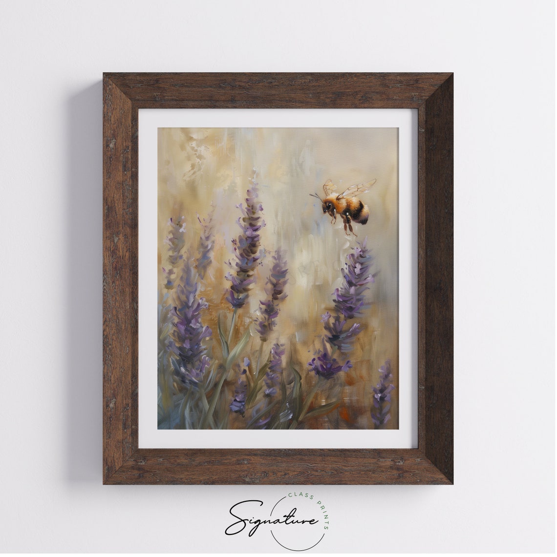 Bumblebee Hovering Over Lavender Blooms Golden Meadow Poster - Image 4