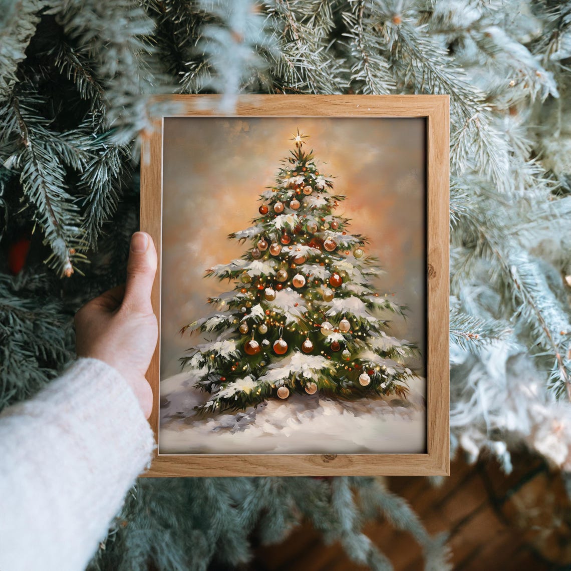 Christmas Tree With Golden Ornaments And Snowy Branches Poster - Image 6