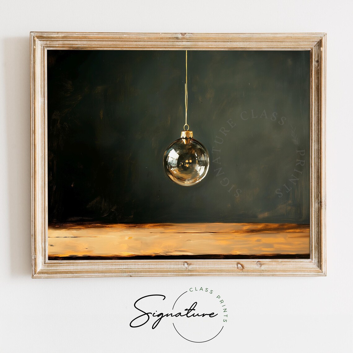Vintage Glass Bauble Christmas Art Rustic Farmhouse Holiday Wall Art Warm Tones Moody Festive Painting Seasonal Winter Decor 2783