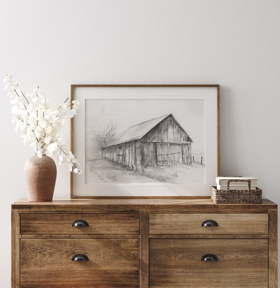Old Wooden Barn Pencil Sketch Rustic Country Farmhouse Charm Poster - Image 3