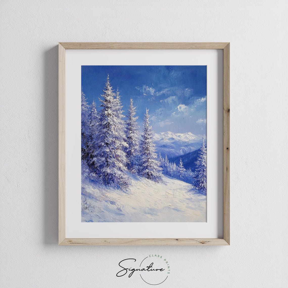 Snowy Cedars On Hillside With Frosty Blue Tones Winter Poster - Image 2