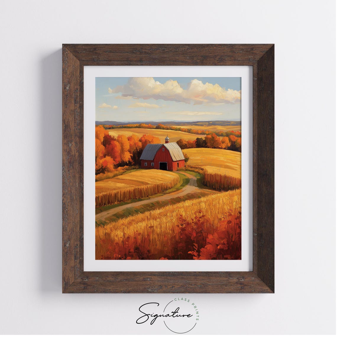 Red Gambrel Barn Surrounded By Golden Harvest Fields Fall Farm Poster - Image 4