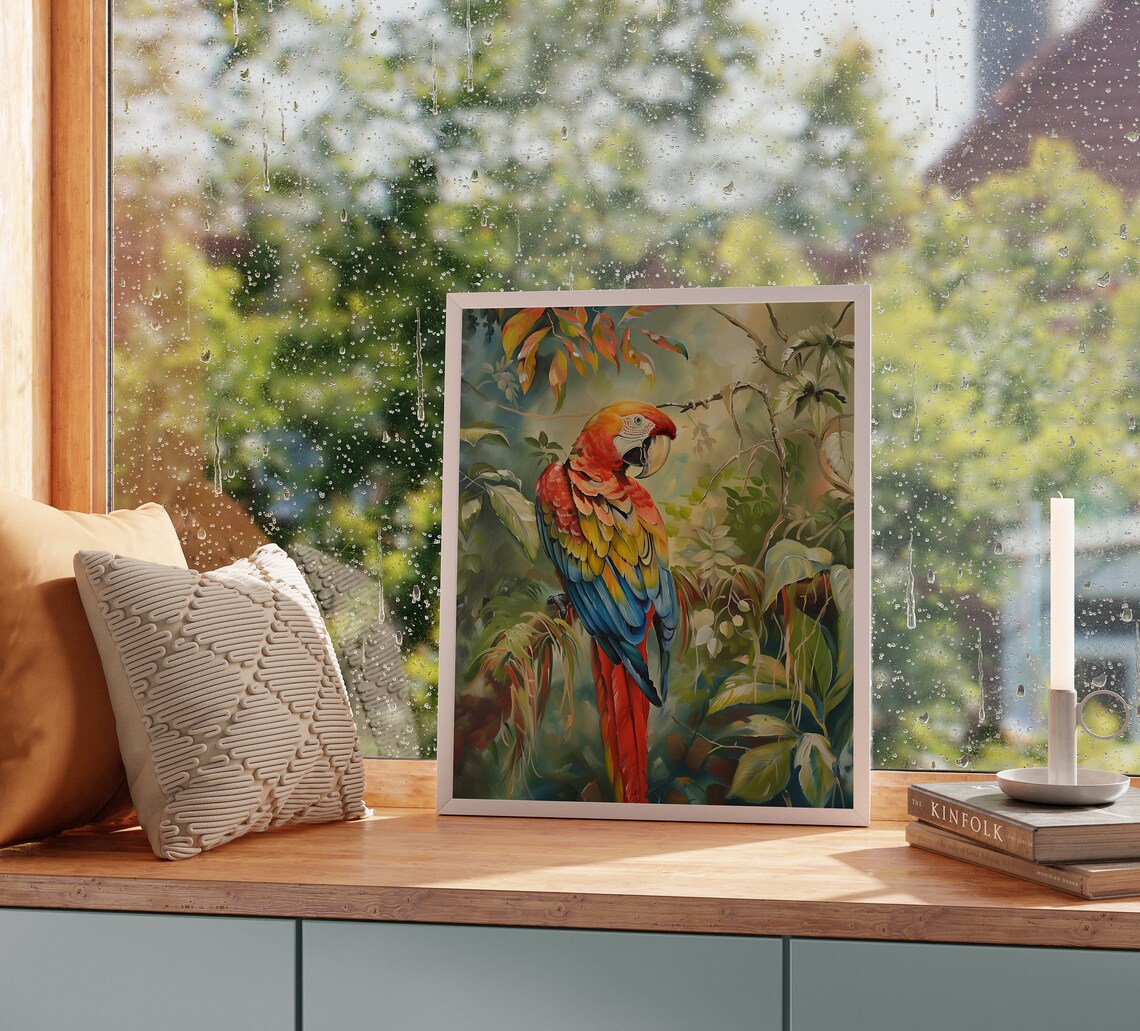 Scarlet Macaw Parrot Tropical Rainforest Colorful Bird Poster - Image 2