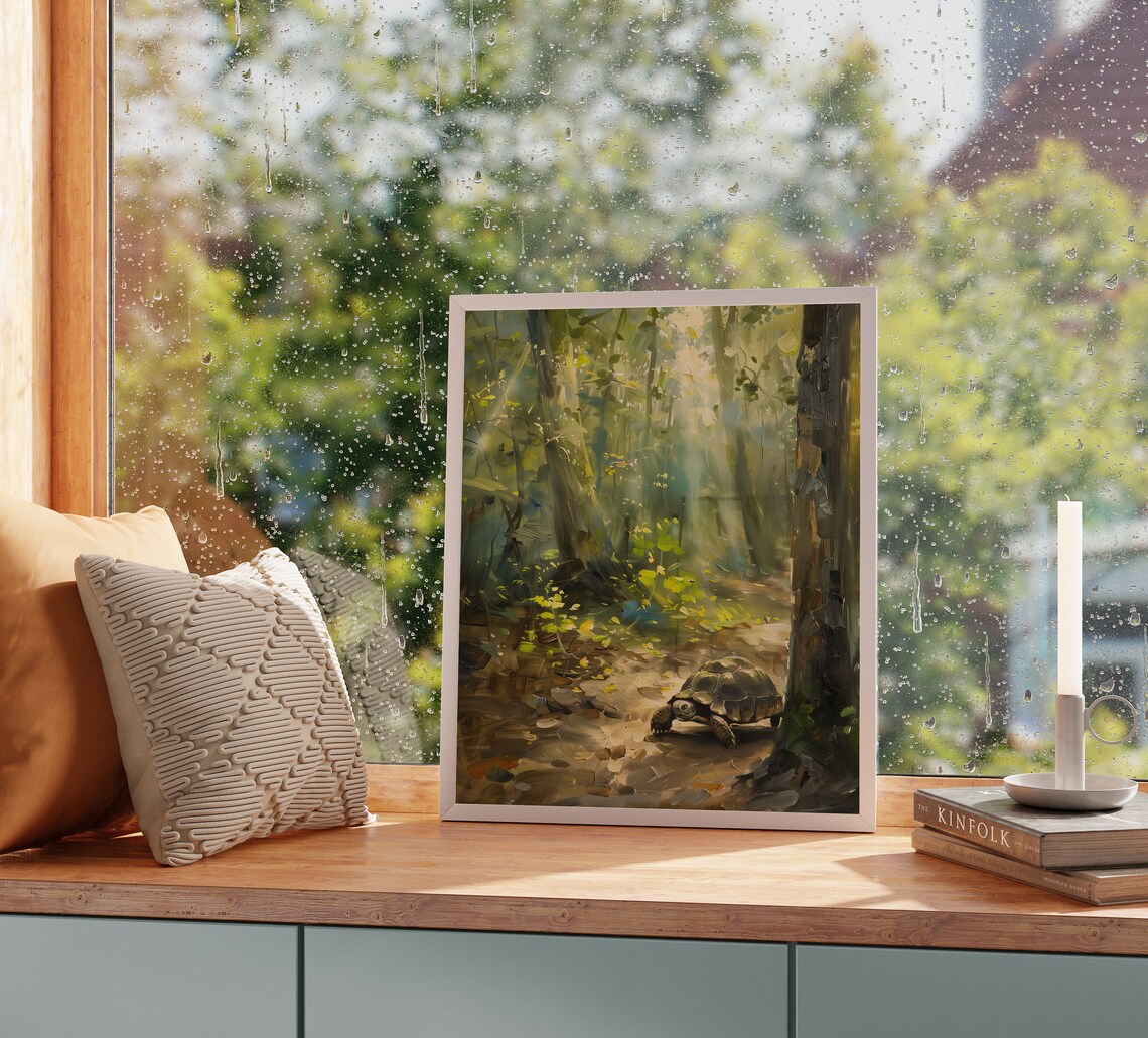 Sunlit Solitude Tortoise Forest Sanctuary Art Print - Image 2