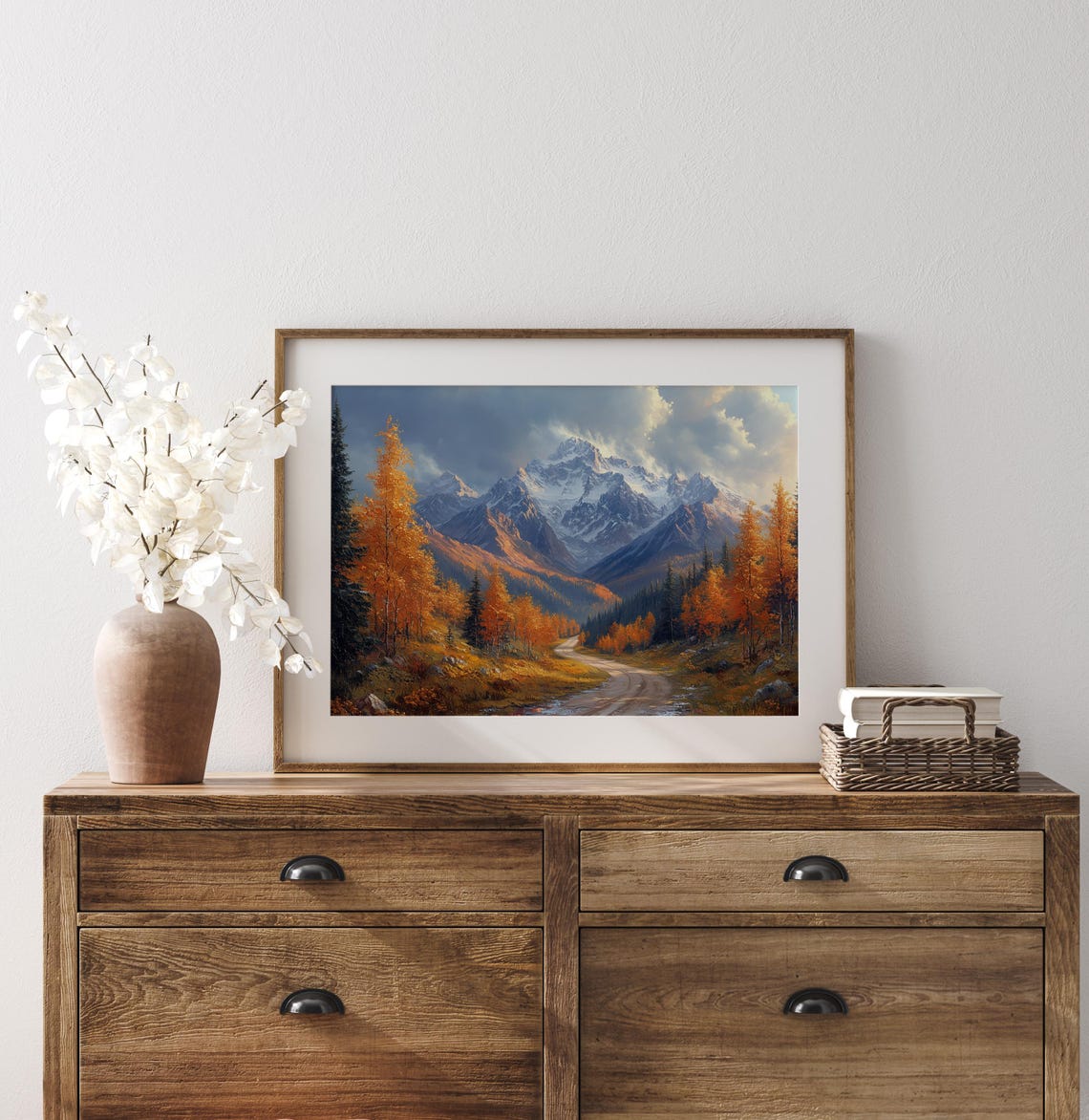 Autumn Mountain Road Aspen Trees Snowy Peaks Fall Landscape Wall Art - Image 3
