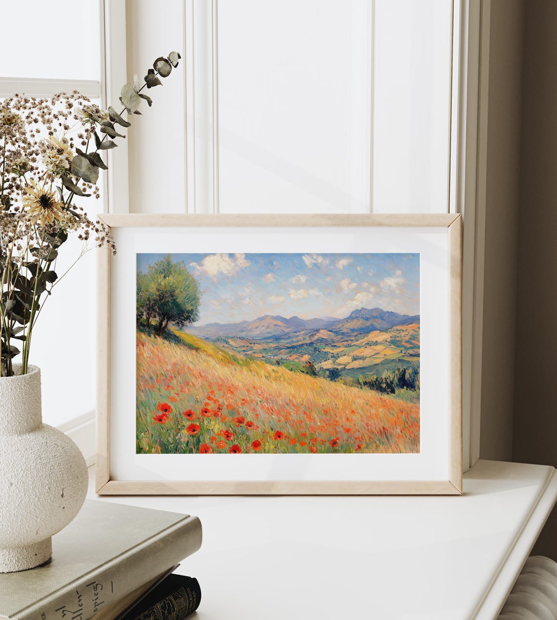Red Poppies Blooming on a Hillside Above Rolling Summer Valley Poster - Image 6