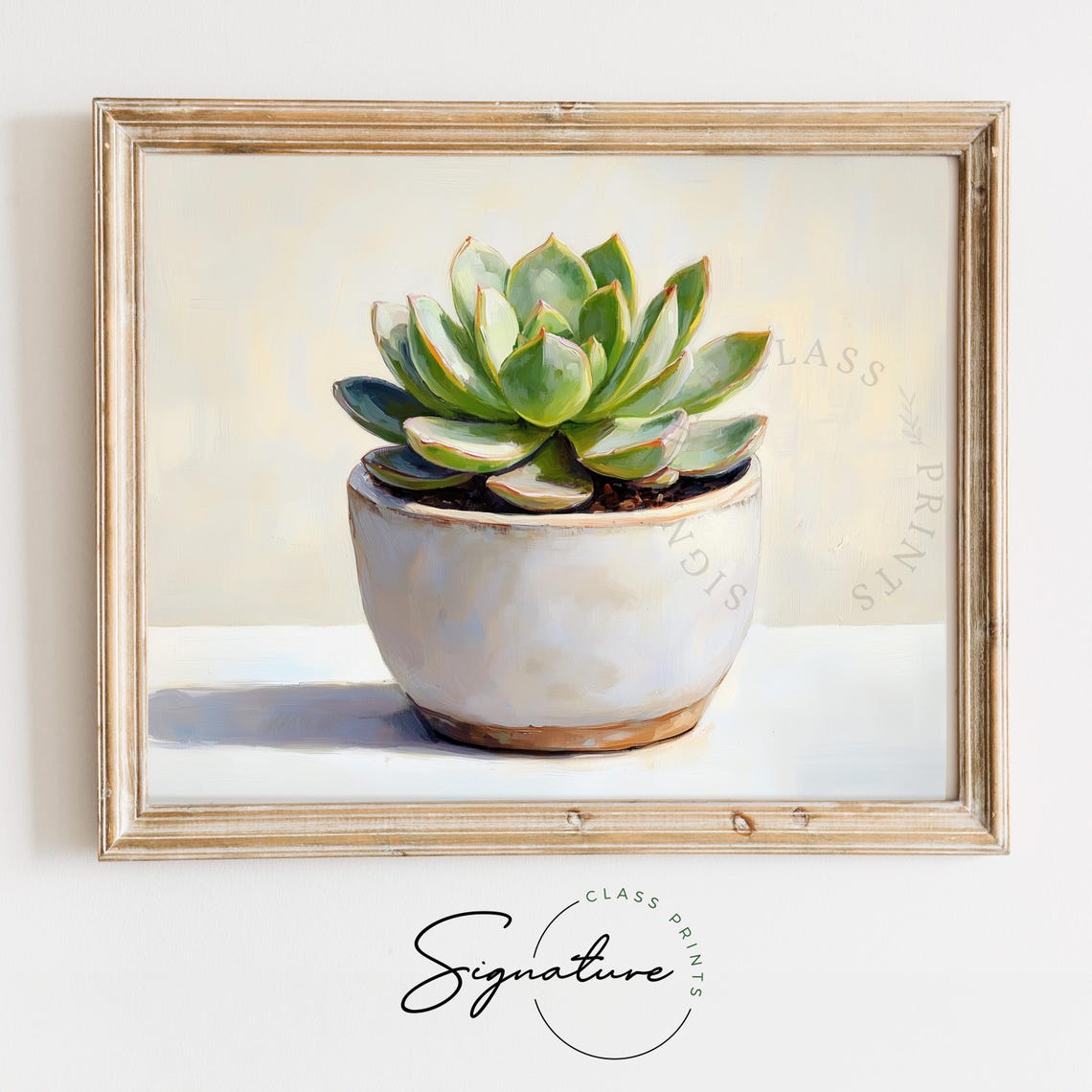 Succulent Plant in White Ceramic Pot Minimalist Botanical Art Poster