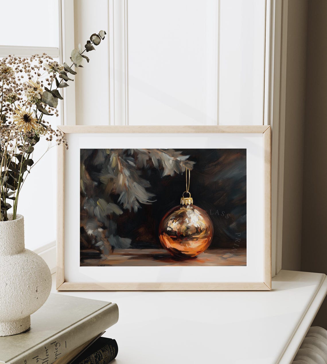 Shiny Copper Christmas Ornament Hanging From Pine Branch Poster - Image 6