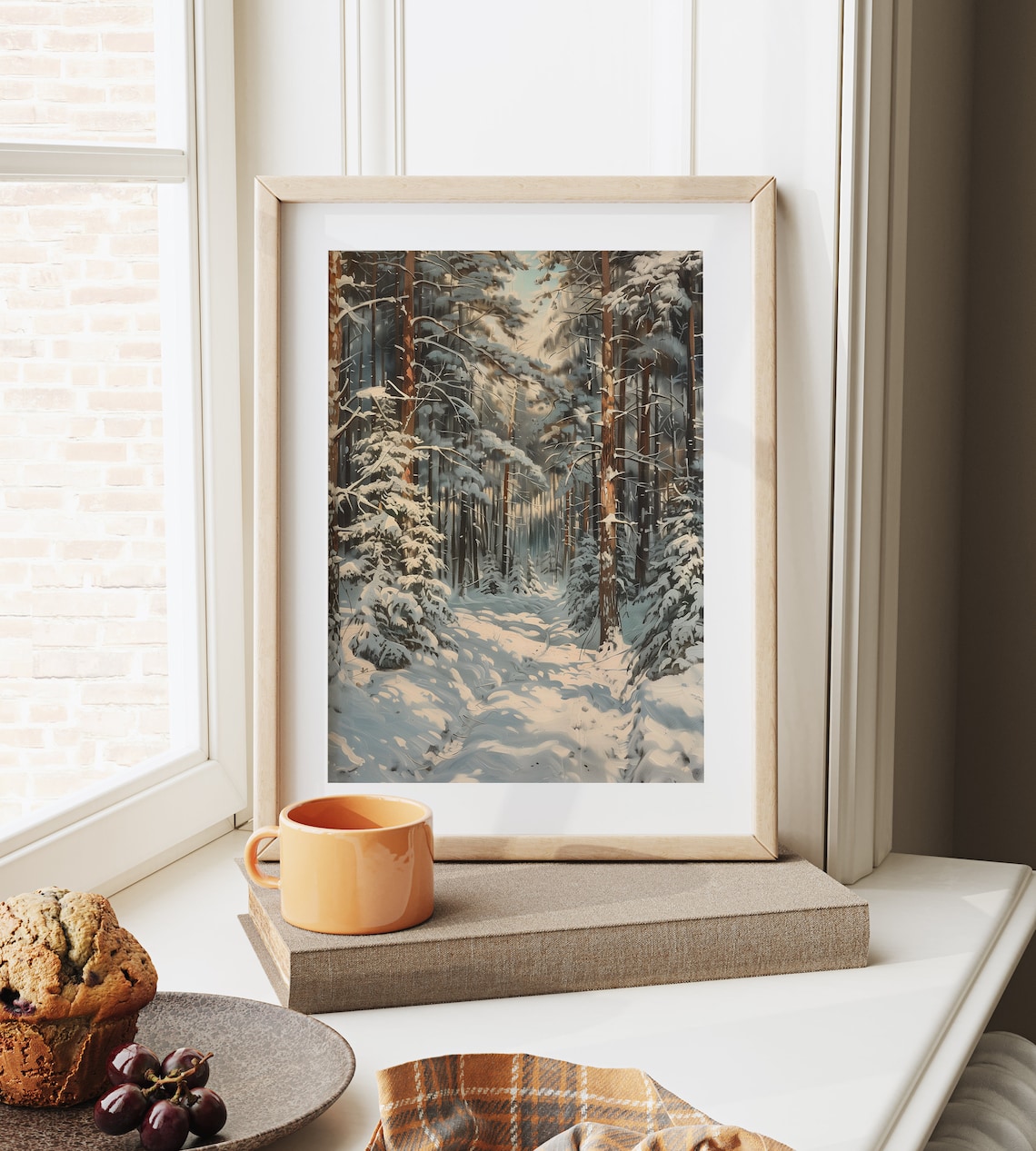 Pine Forest Painting, Winter Woodland Landscape Print - Image 6