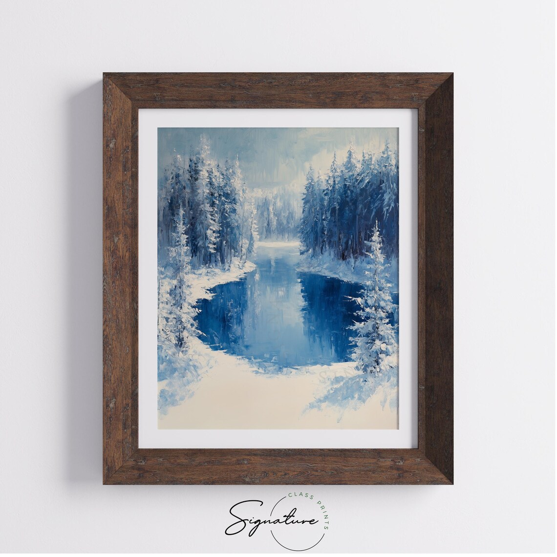 Vivid Frosted Spruce Forest Near Frozen Lake Christmas Art Poster - Image 3
