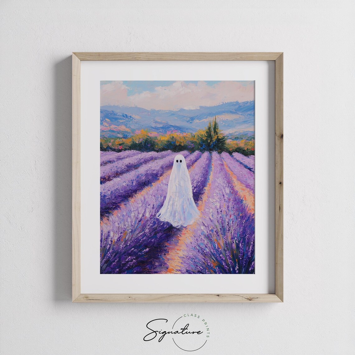 Lonely Ghost Wandering Through a Purple Lavender Field at Sunset Poster - Image 3